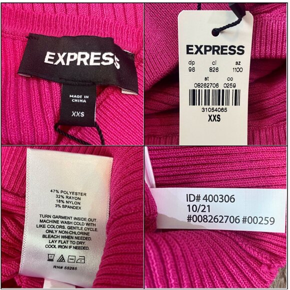 *NWT* Express Hot Pink Ribbed Open Back Dolman Sleeve Sweater - Picture 9 of 16